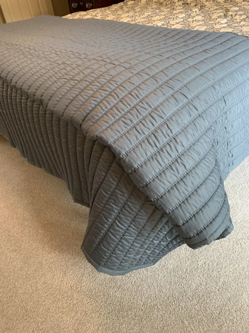 The Company Store King Sateen Coverlet Steel Blue NWOT